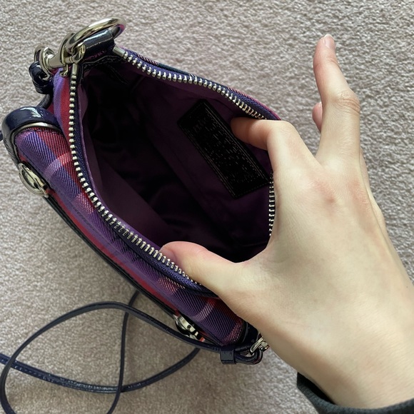 Coach Crossbody Bag in Purple and Pink Plaid - Picture 3 of 9